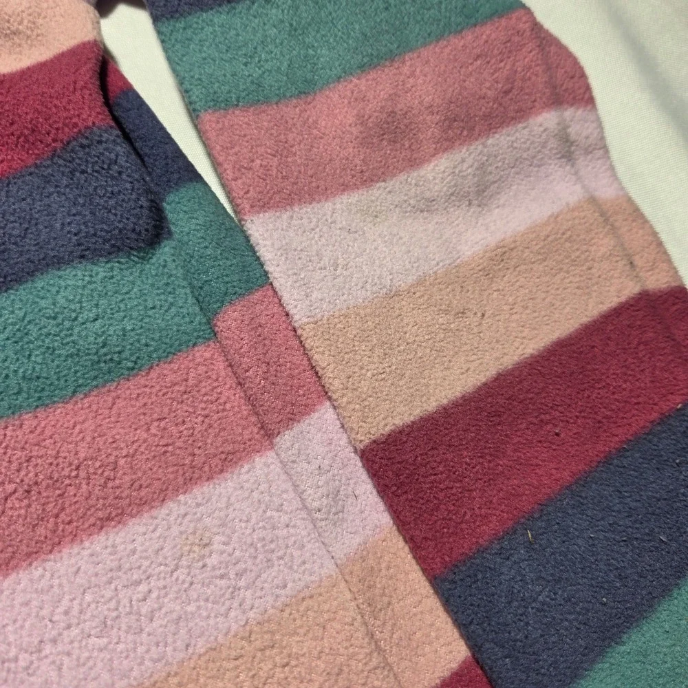 OshKosh Bgosh Girls Fleece Pullover Quarter Zip Striped Pink Purple Teal Size 12